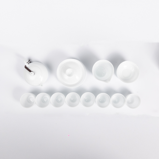 12-Piece Ice Type Dehua White Porcelain Tea Set (冰种德化白瓷12头茶具套装)