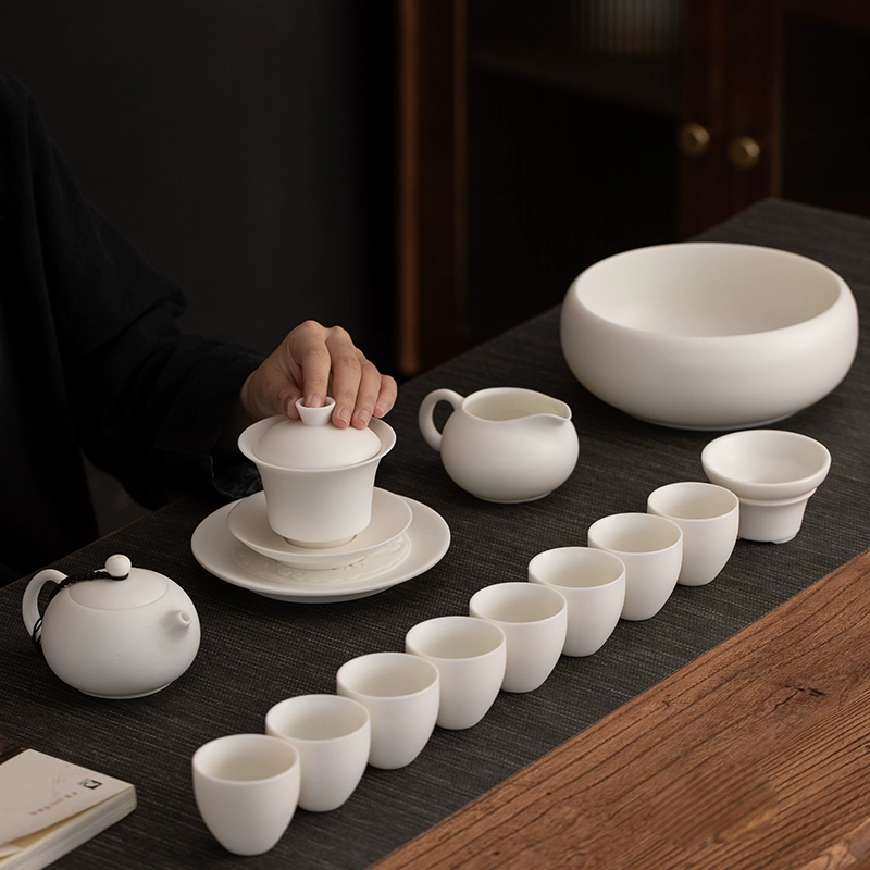 12-Piece Ice Type Dehua White Porcelain Tea Set (冰种德化白瓷12头茶具套装)