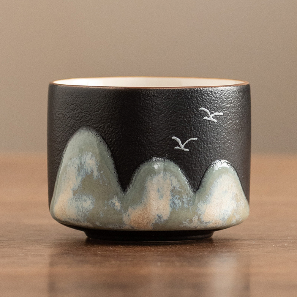 Hand-painted Wan Li Jiang Shan (万里江山) Travel Tea Cup Set