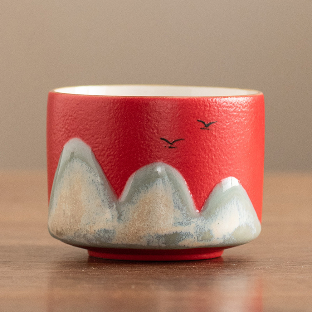 Hand-painted Wan Li Jiang Shan (万里江山) Travel Tea Cup Set